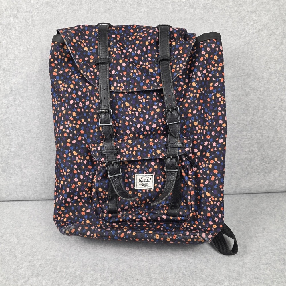 Herschel Backpack Black Floral Goth Laptop Compartment Women School Travel Bag